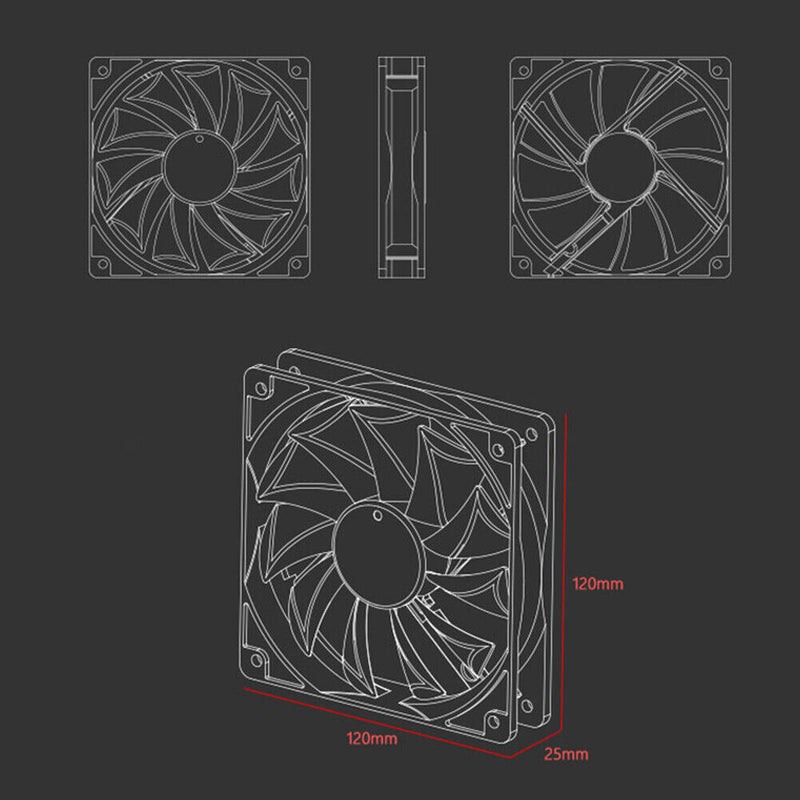 ID-COOLING 4 Pin 120mm Desktop Chassis Fan DC 12V Computer PC Case PWM Cooler