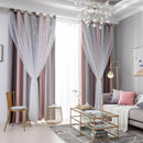 Gradient Hollowed Star Curtain Bedroom Living Room Full Blackout Window Blind