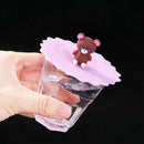 Transparent Cherry Cartoon Silicone Cup Cover Heatproof Reusable Lid (Bear)