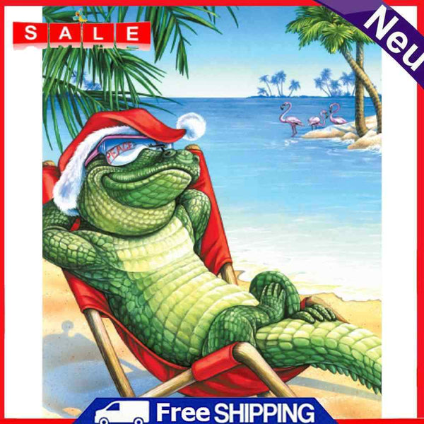 Acrylic Oil Painting By Numbers Christmas Crocodile Digital Picture Artwork