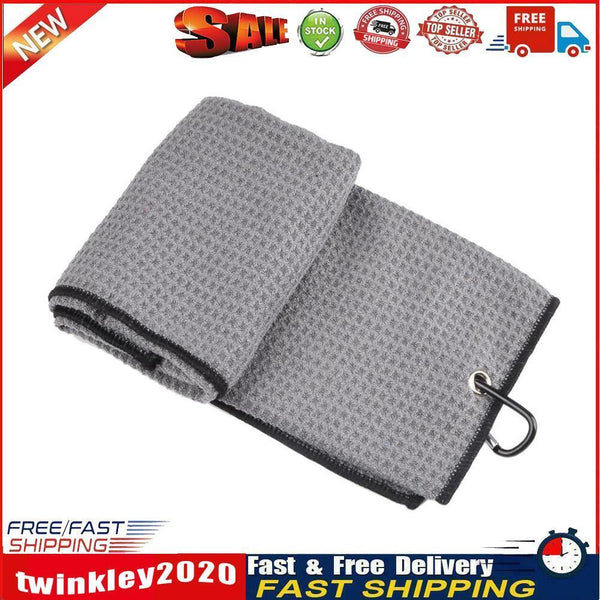 Golf Towel 41x54cm Tri-Fold Microfiber Waffle Towel Sweat-absorbent (Grey) Newly