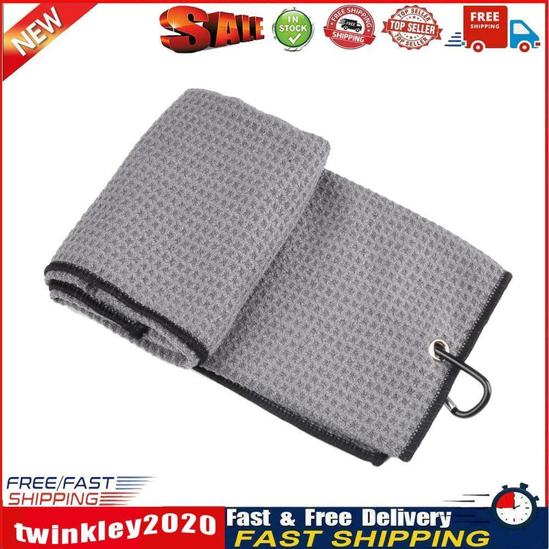Golf Towel 41x54cm Tri-Fold Microfiber Waffle Towel Sweat-absorbent (Grey) Newly