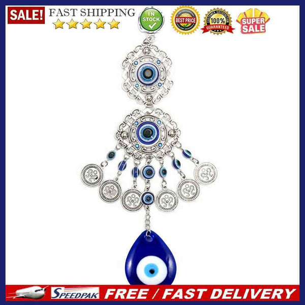 Turkish Blue Eyes Lucky Pendant Wind Chime Rhinestone Wall Door Hanging Ornam