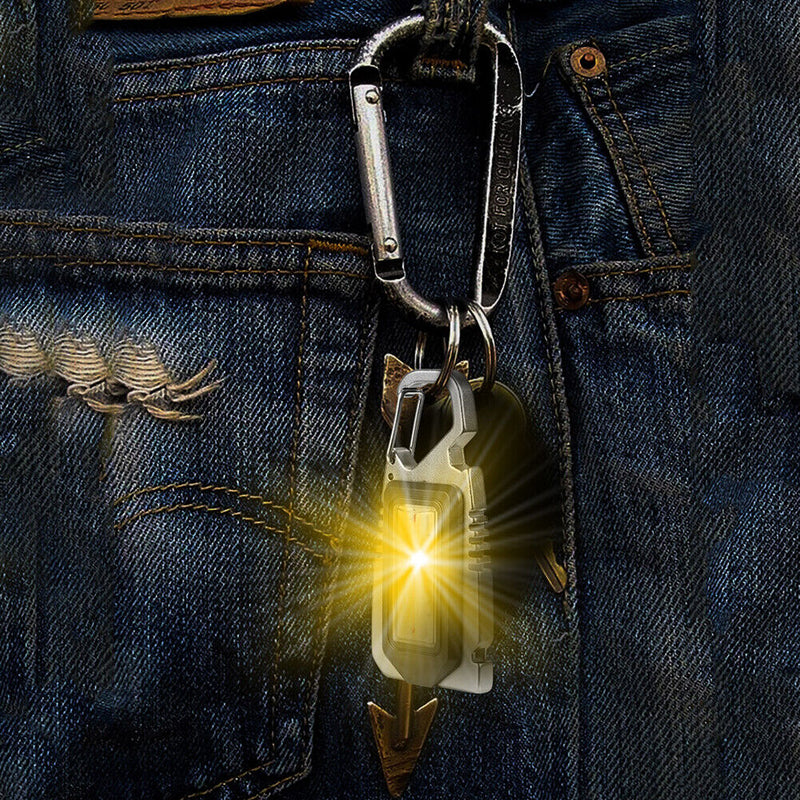 COB LED Mini Keychain Flashlight Torch 7 Modes Waterproof Camping Survival Light