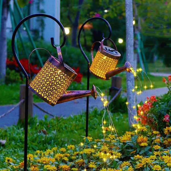 Decoration Iron Art Kettle Shower Lamp Watering Can String Light Waterfall Lamp