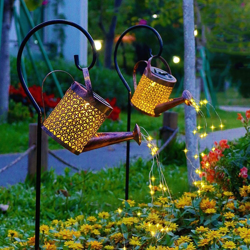 Decoration Iron Art Kettle Shower Lamp Watering Can String Light Waterfall Lamp