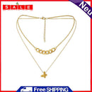 Titanium Steel Butterfly Female Double Layer Single Necklace Choker Gift Pendant