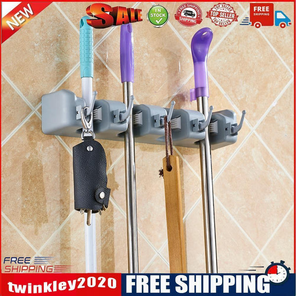 Wall Mounted Mop Brush Broom Hanger Storage Rack Kitchen Organizer(4 Racks)