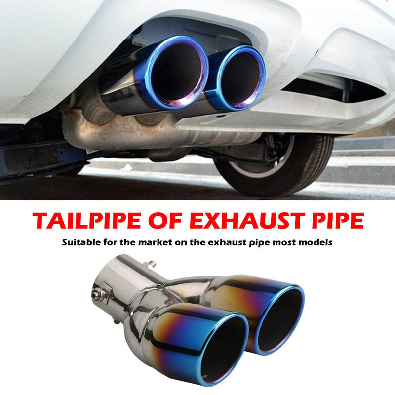Stainless Steel Car Bent Dual Exhaust Tip 3 inch ID Inlet Rolled Edge Slant C