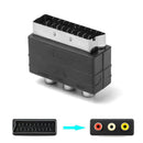 Phono Plug Scart Male to 3RCA Female 21PIN Adapter Input For PS4 WII DVD VCR