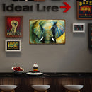 Tin Plates Wall Signs Retro Painting Tusk Elephant Metal Plate Poster for Bar