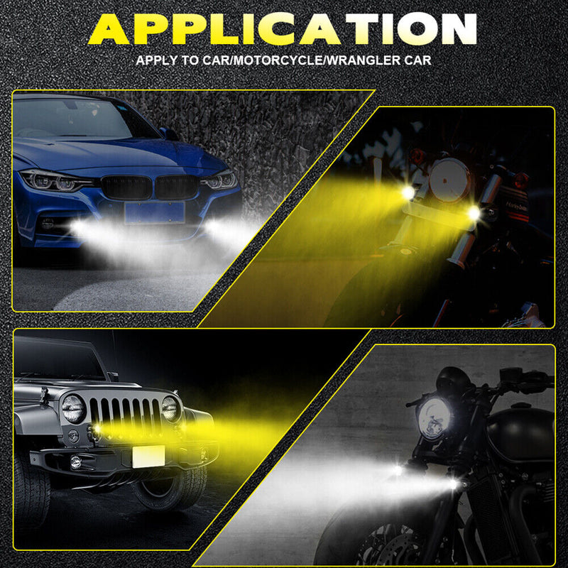 Adjustable 60W Bifocal Motorbike LED Headlight Motorcycle Spotlight (2pcs)