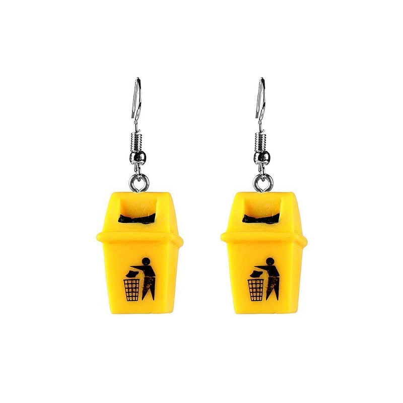 Ear Stud Creative Stud Earrings Drop Earrings Yellow Trash Can Earrings Dangle