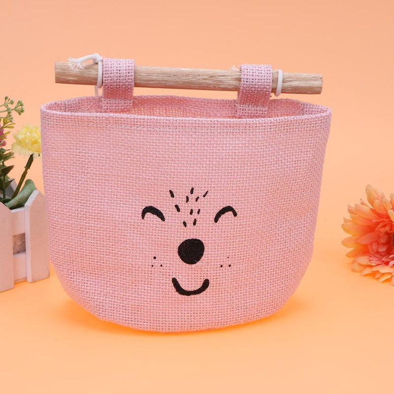 One Layer Pocket Canvas Storage Bag Back Door Wall Hanging Bag (Pink)