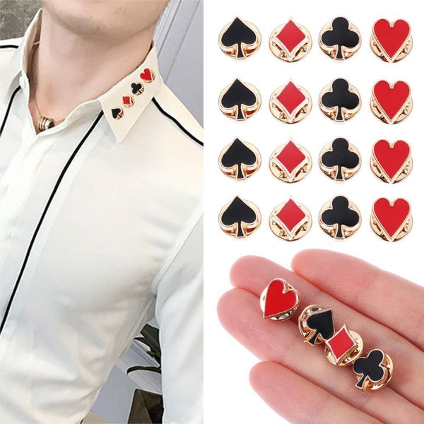 Women Men Club Poker Shaped Funny Boutonniere Collar Pins Brooches Badges