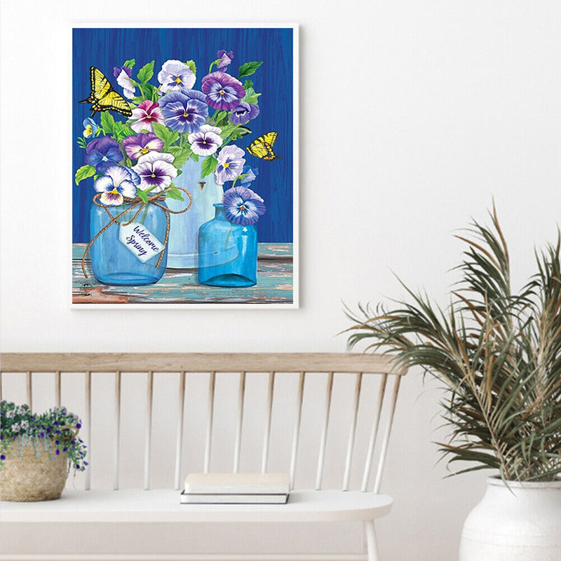 Flowers Butterflies Oil Paint By Numbers Kits DIY Handpainted on Canvas Art