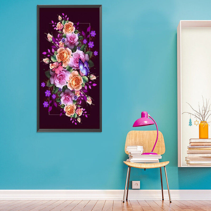 5D Diamond Painting Flower Butterfly Full Round Drill Rhinestone DIY Decoration
