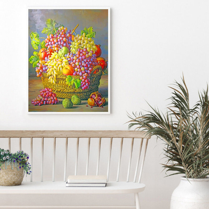Hand Painted Oil Paint by Numbers DIY Fruit Grape Drawing Wall Decoration Gift