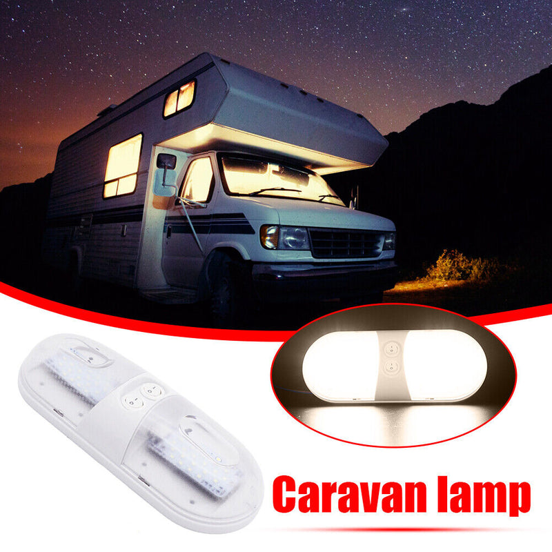 48 LED Ceiling Light 12V Dome Lamp with 2 Switches for RV Boat Caravan Motorhome
