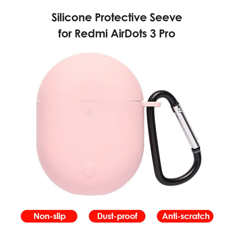 For Redmi AirDots 3 Pro Silicone Protective Case Cover with Keychain (Pink)