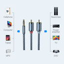 Essager RCA Aux Cable 3.5mm Jack to 2 RCA Audio Cable Y Splitter (1m) Newly