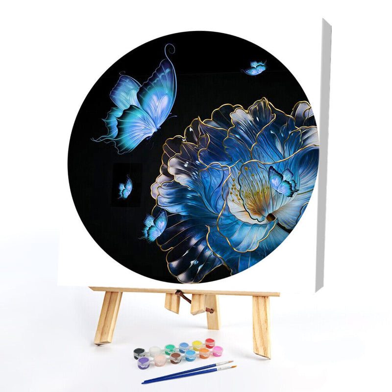 Digital Paint Circular Pattern Painted By Numbers On Canvas