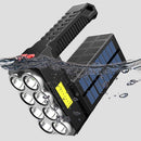 Solar Charging Flashlight Searchlight 8 LED Spotlight USB Rechargeable Torch