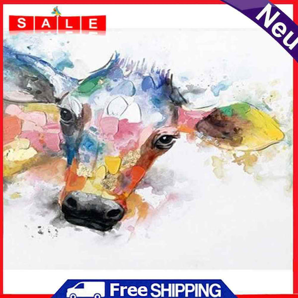 DIY Painting By Numbers Color Cattle Picture Oil Hand Painted Artwork Kit