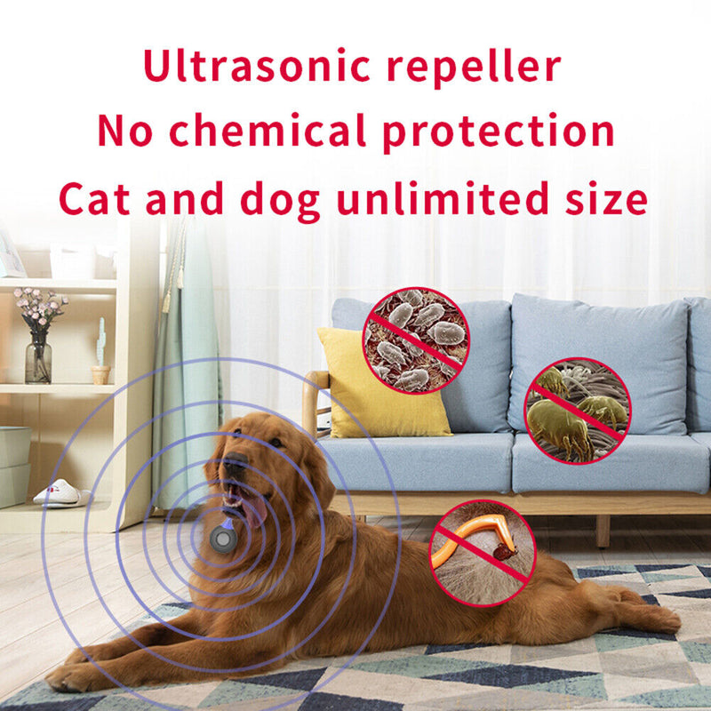Insect Repellent Ultrasonic Pest Flea Tick Lice Repeller Pet Supply (Black)