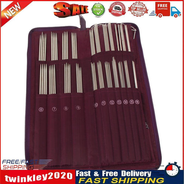 104pcs Stainless Steel Straight Knitting Needles Crochet Hook Weave Set Newly