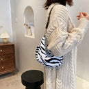 Autumn Plush Crossbody Bag Women Animal Print Travel Chain Shoulder Satche Purse