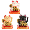 3pcs Chinese Lucky Cat Wealth Waving Shaking Hand Welcome Craft(Black)