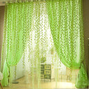 Pastoral Style Willow Floral Window Curtain Living Room Decor(Green)