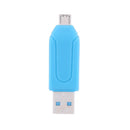 USB2.0 Micro USB OTG Card Reader for TF SD Memery Card for PC Phone (Blue)