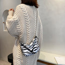 Autumn Plush Crossbody Bag Women Animal Print Travel Chain Shoulder Satche Purse