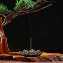 Bronze Lotus Burner Plate Yoga Buddha Nasturtium Line Sandalwood Censer (L)