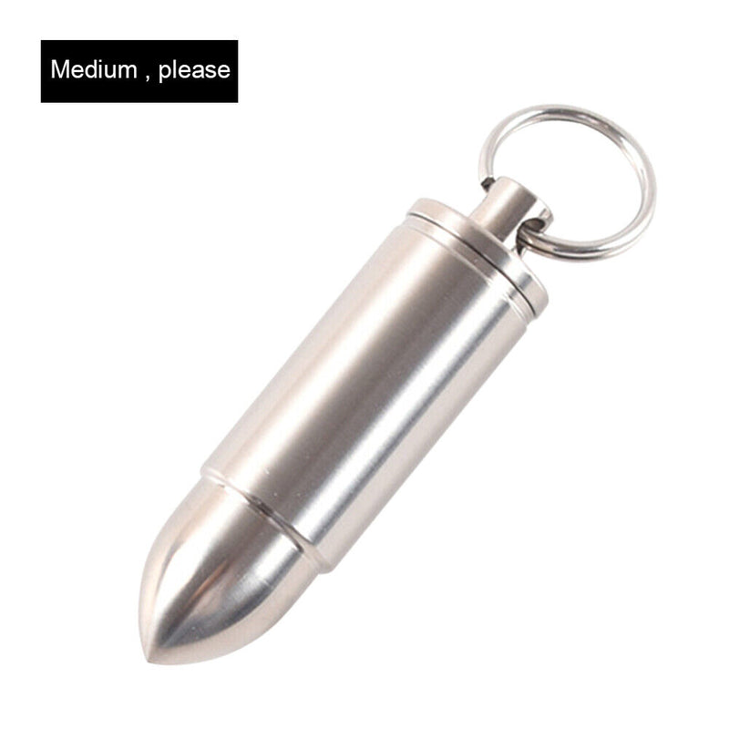 Portable Titanium Drug Holder Case Waterproof Tablet Box with Keychain (M)