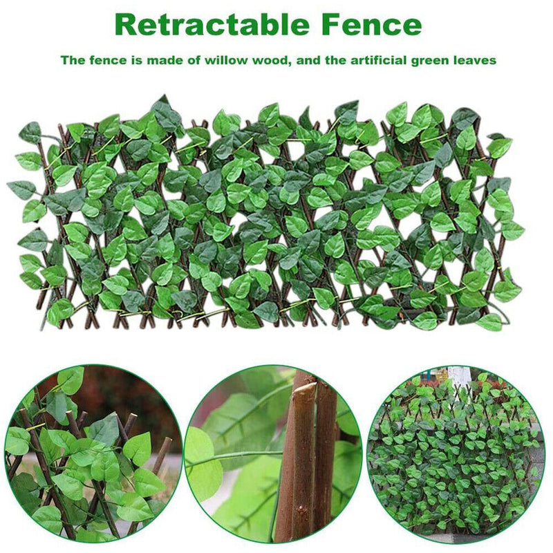 Simulation Fence Artificial Green Leaf Home Garden Yard Decor Wooden Fence Newly