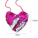Baby Heart Shoulder Handbags Kids Girls Sequins Crossbody Bags (Rose Red)