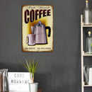 Coffee Pot Sheet Metal Drawing Metal Painting Tin Wall Home Poster Bedroom Sign