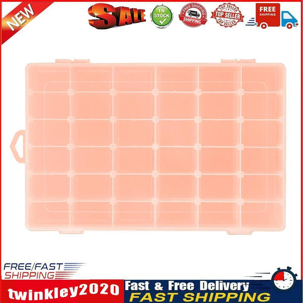Adjustable 36 Compartment Plastic Storage Box Jewelry Earring Case?Orange? Newly