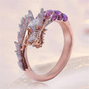Animal Crystal Engagement Band Rings Boho Dragon Rings Rhinestone Zircon Gothic