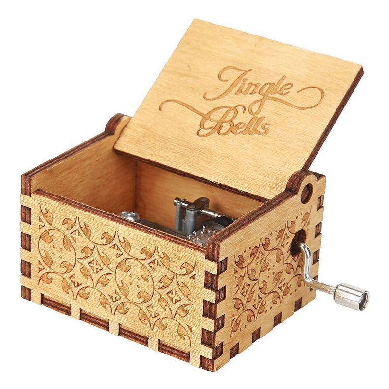 Wooden Hand Cranked Music Box Decoration for Music Lover Birthday Party Ornament