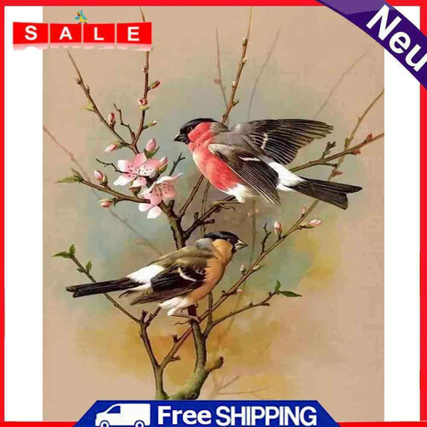 Handpainted DIY Bird and Flower Oil Paint by Numbers Pictures Wall Art Kit Gift