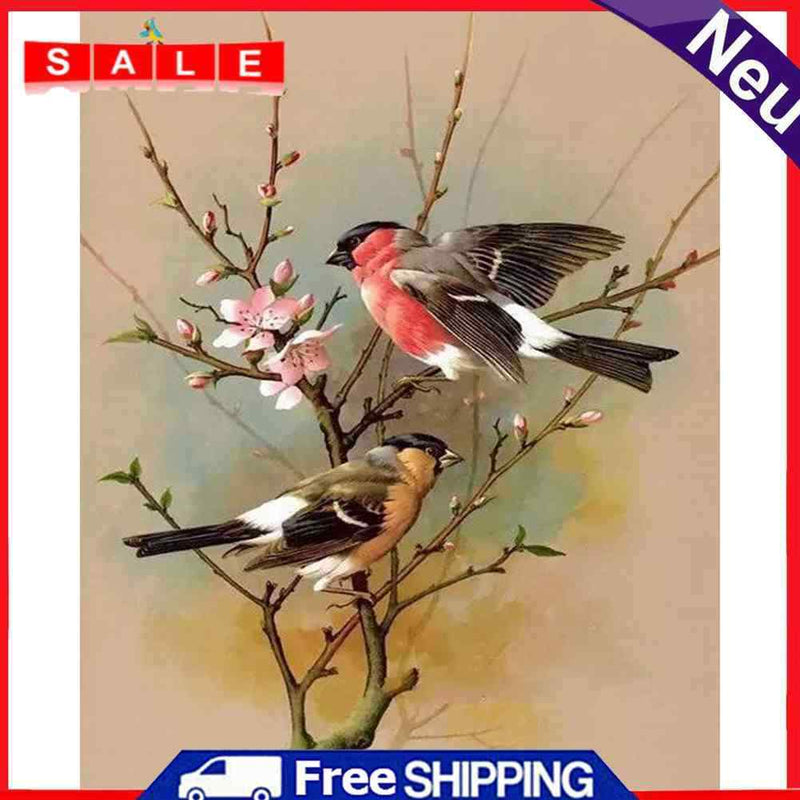 Handpainted DIY Bird and Flower Oil Paint by Numbers Pictures Wall Art Kit Gift