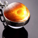 Solar System Metal Pendant Galaxy Earth Mars Glass Moon Keychain (Sun)