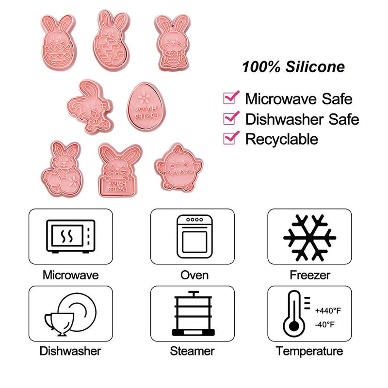 Cookie Cutter 8 Pack Easter Biscuit Cookie Mold Sugar Craft - Bunny Egg