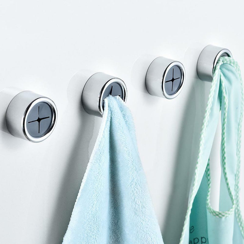 2xPush In Tea Towel Holder Grip Hook CHROME Self-Adhesive Kitchen Cloth Cl hot.