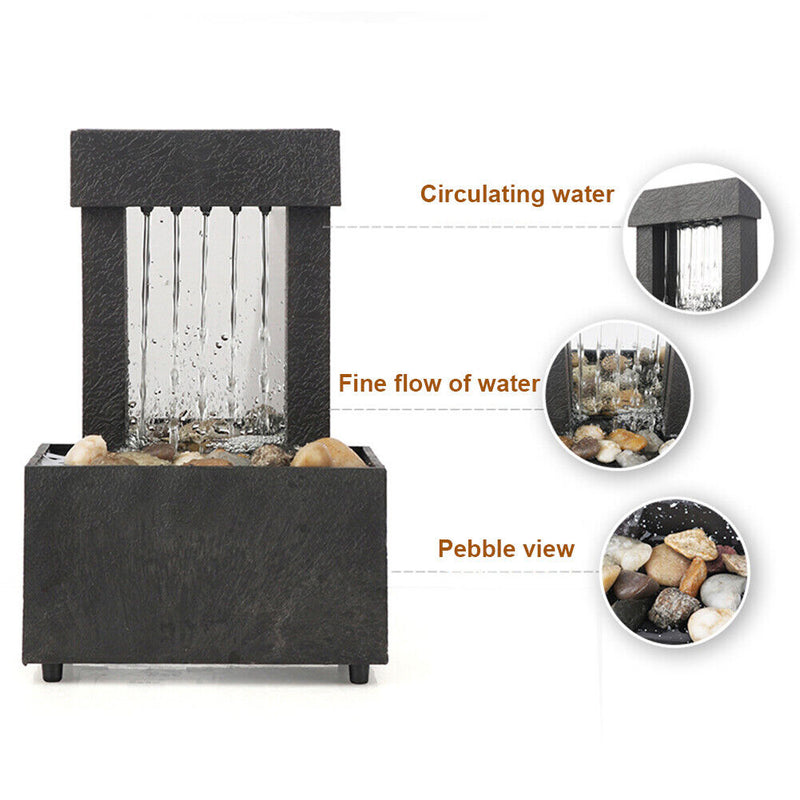 Desktop Water Fountain Tabletop Waterfall Zen Meditation Lucky Fengshui Gifts