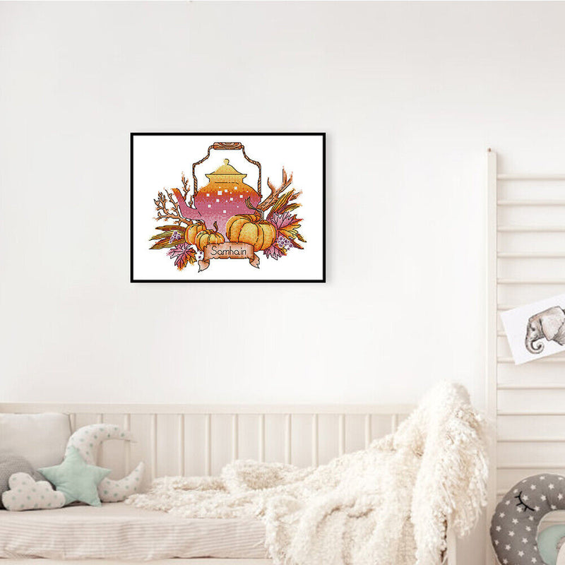 Partial Embroidery Teapot Stamped Canvas 14CT DIY Cross Stitch Kits (J537)